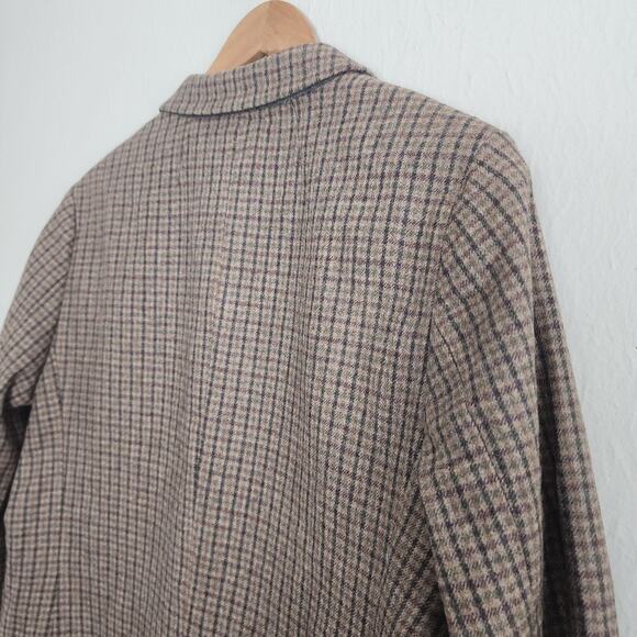UNTUCKit Women's 100% Wool Plaid Peppa Checkered Blazer Size 14 Brown Tan - Picture 8 of 10